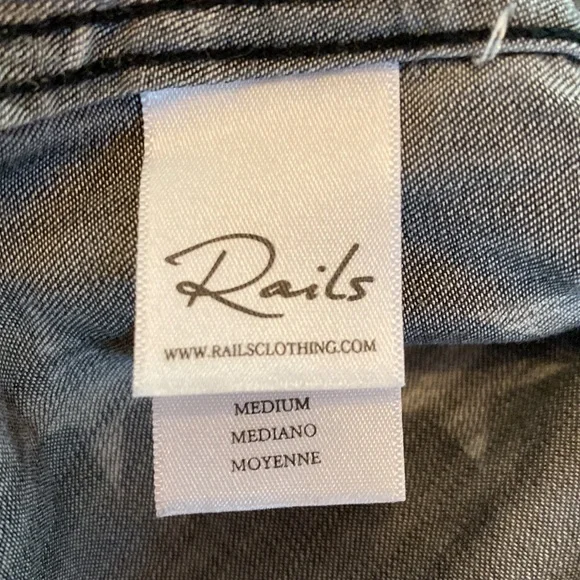 Rails women’s chambray stars gray wash & white button up M Lyocell collar shirt - Picture 12 of 13